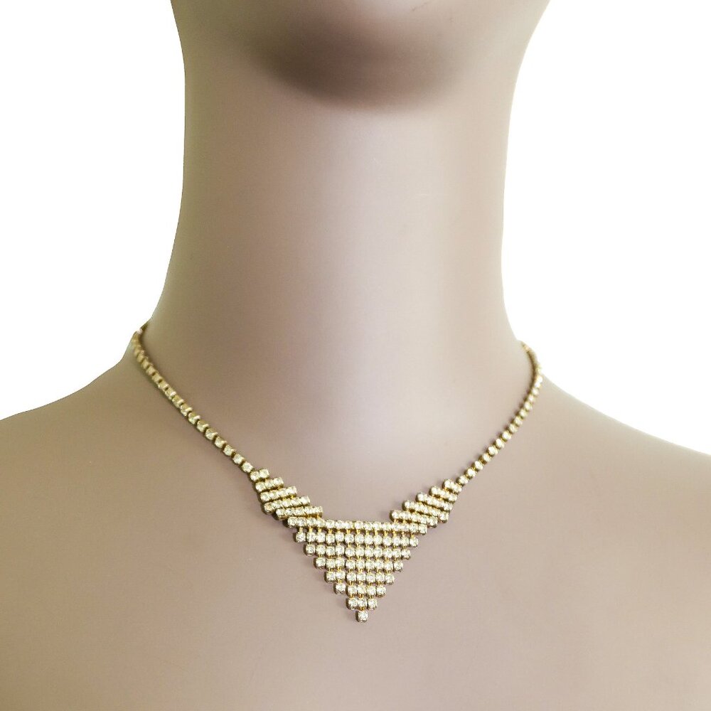 Vintage Glamorous Statement Rhinestone Dangle Dainty Necklace Wedding‎ Jewelry